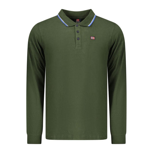 Polo Shirt by Norway 1963 for men in cotton green showcases a sharp silhouette, detailed with a refined and sharp long-sleeve for a sophisticated finish.