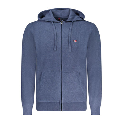 Hooded Cardigan by Norway 1963 for men in viscose polyester & polyamide blue presents a textural silhouette, artfully finished with a textural hooded neckline and for a sophisticated, textural look.