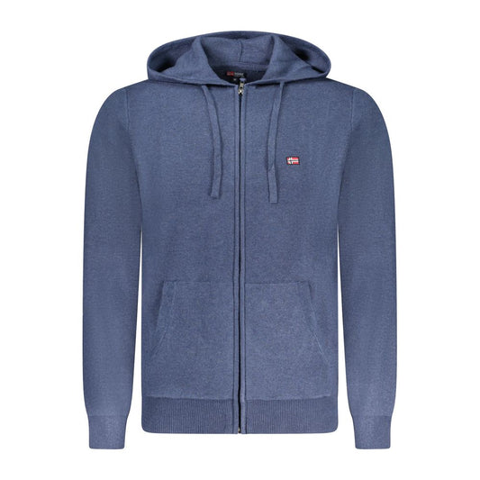 Hooded Cardigan by Norway 1963 for men in viscose polyester & polyamide blue presents a textural silhouette, artfully finished with a textural hooded neckline and for a sophisticated, textural look.