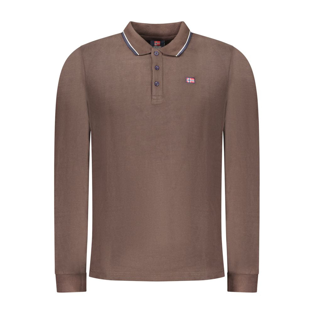 Polo Shirt by Norway 1963 for men in cotton brown & signature presents a distinguished silhouette, showcasing a sophisticated and distinguished long-sleeve for a truly distinguished finish.