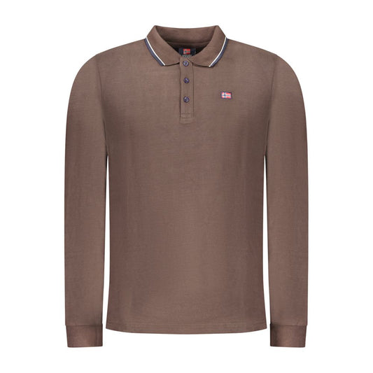 Polo Shirt by Norway 1963 for men in cotton brown & signature presents a distinguished silhouette, showcasing a sophisticated and distinguished long-sleeve for a truly distinguished finish.