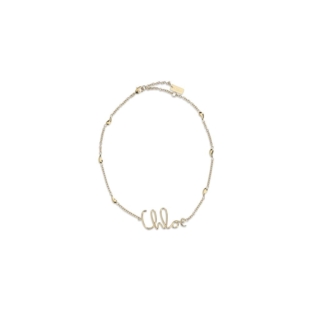 Necklace by Chloé for women in tu polyurethane nylon suede leather gold features an lustrous silhouette, showcasing the lustrous [Neckline design] and Women's Gold Brass Necklace for a sophisticated, premium look.