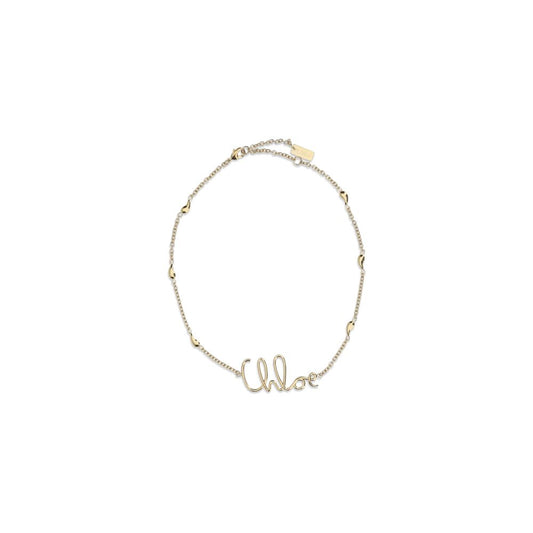 Necklace by Chloé for women in tu polyurethane nylon suede leather gold features an lustrous silhouette, showcasing the lustrous [Neckline design] and Women's Gold Brass Necklace for a sophisticated, premium look.