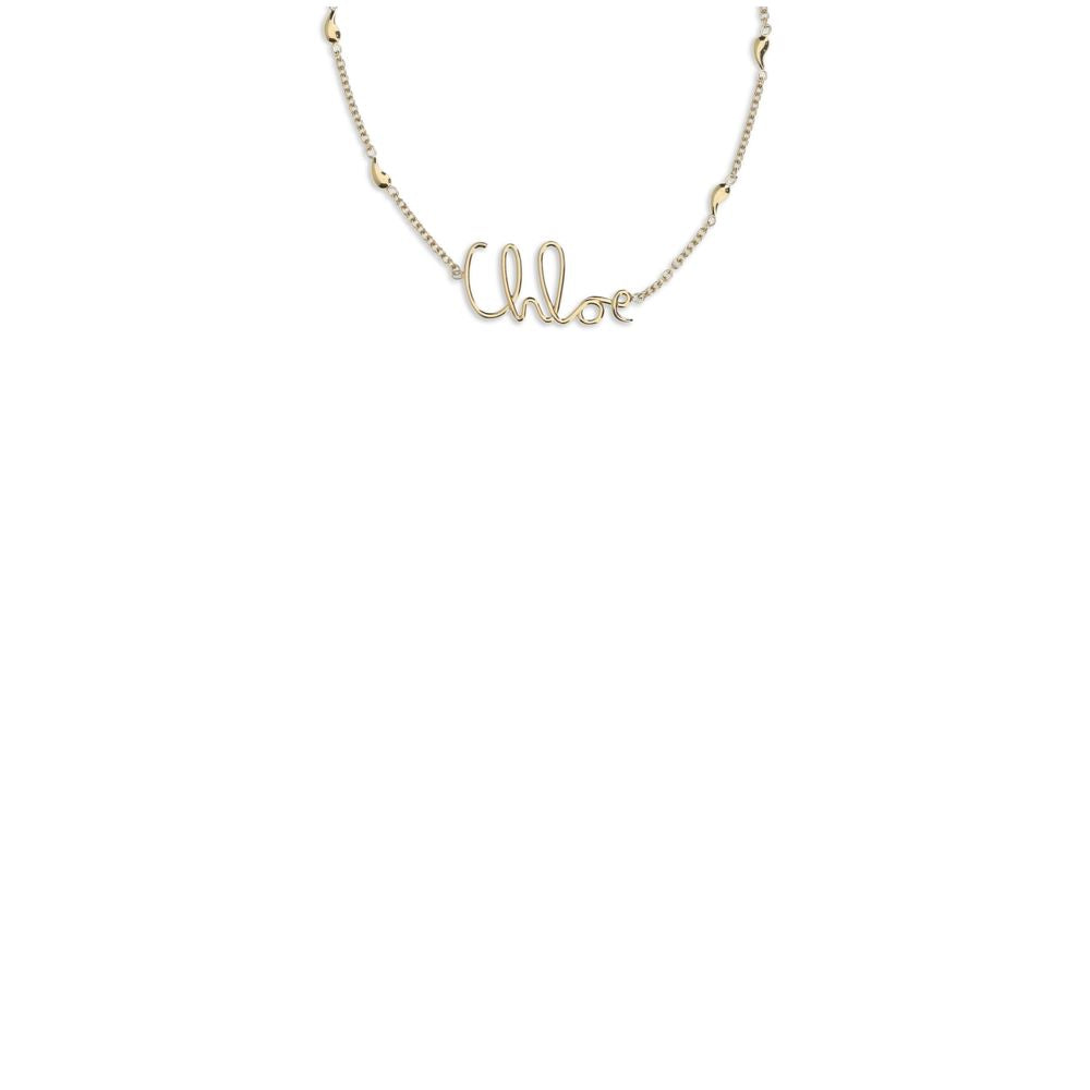 Necklace by Chloé for women in tu polyurethane nylon suede leather gold features an resplendent silhouette, showcasing a sophisticated chain necklace design from the Women's Gold Brass Necklace collection for a resplendent finish.