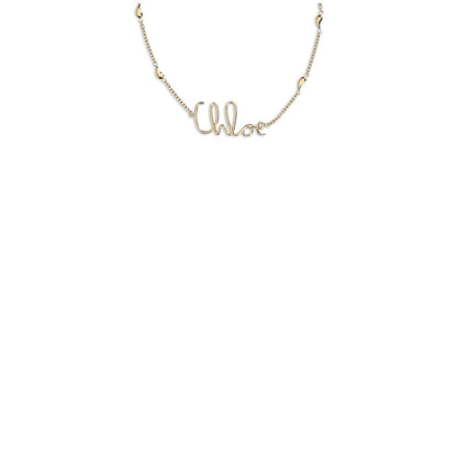 Necklace by Chloé for women in tu polyurethane nylon suede leather gold features an resplendent silhouette, showcasing a sophisticated chain necklace design from the Women's Gold Brass Necklace collection for a resplendent finish.