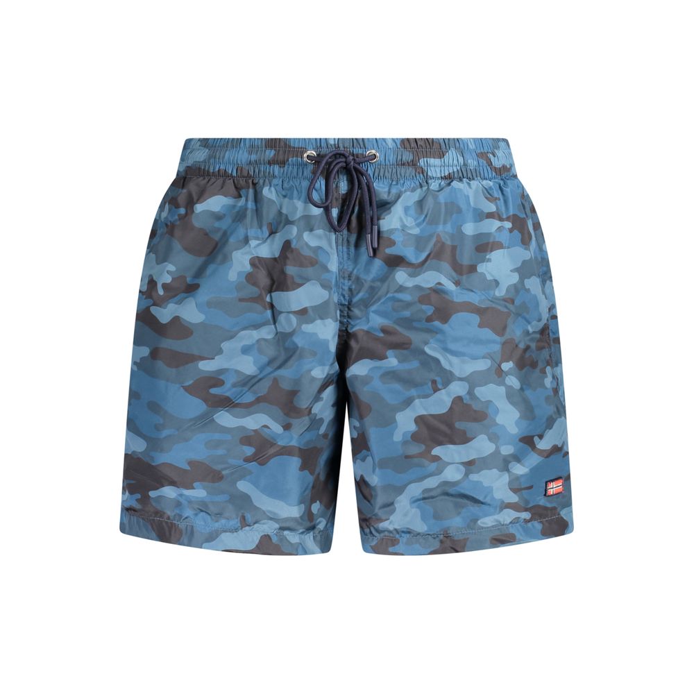 Swim Shorts by Norway 1963 for men in polyester blue showcases a sculptural silhouette, expertly capturing the sophisticated essence of the sculptural Fantasy Men's Polyester Swim Shorts design for a premium poolside look.