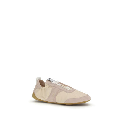 Athletic Sneakers by Chloé for women in tu polyurethane nylon suede leather beige showcases a architectural silhouette, artfully capturing the essence of the Grace Women's Athletic TU Polyurethane Nylon Suede Leather Sneakers with its signature architectural athletic style construction.