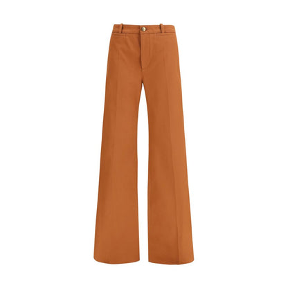 Jeans by Chloé for women in denim cotton brown & signature features a polished silhouette with a polished flared & regular-fit, reaching a polished long and finished with a polished .