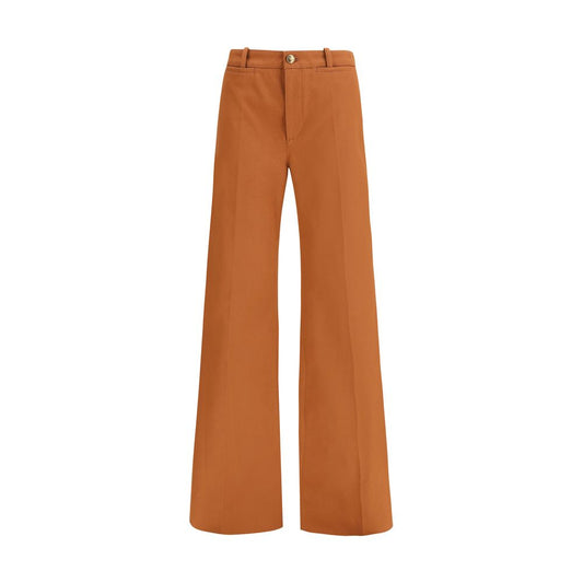 Jeans by Chloé for women in denim cotton brown & signature features a polished silhouette with a polished flared & regular-fit, reaching a polished long and finished with a polished .