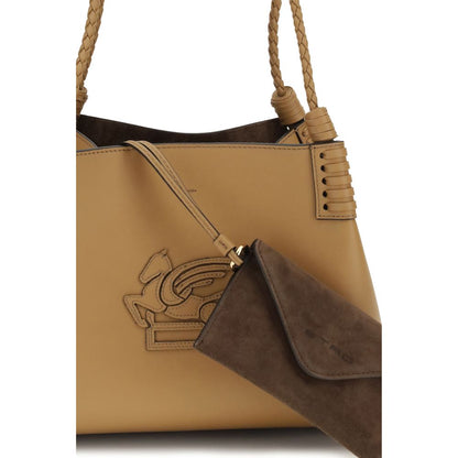 Quilted Satchel Pouch Shoulder Bag by Etro for women in bos taurus calf nappa & suede leather beige & signature features a enviable silhouette, showcasing a secure clasp & open-top, ample removable-pouch & single-compartment, and enviable handle for a enviable finish.