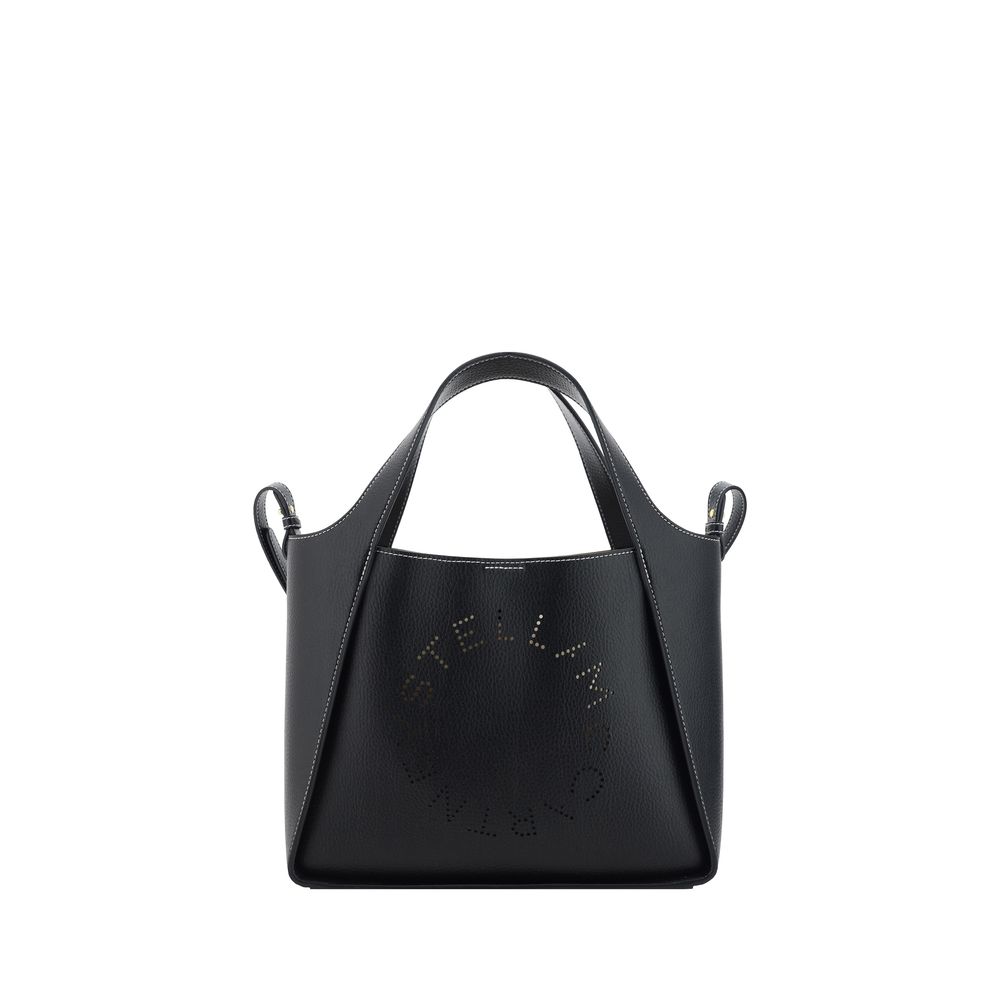 2-in-1 Shoulder & Crossbody Pouch Bag by Stella McCartney for women in polyamide faux leather black & monogram features a distinguished silhouette, showcasing a secure flap, magnetic & button and distinguished with versatile crossbody-strap, shoulder-strap, handle & adjustable-strap for a distinguished finish.