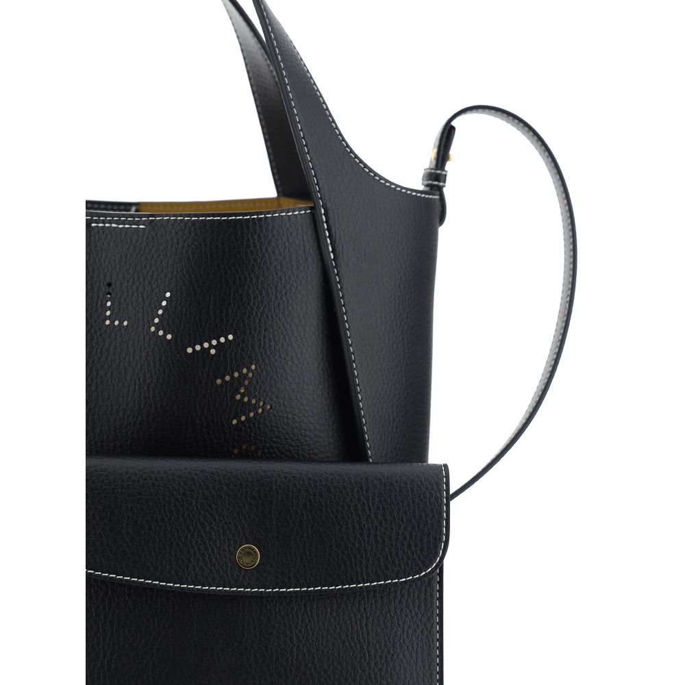 2-in-1 Shoulder & Crossbody Pouch Bag by Stella McCartney for women in polyamide faux leather black & monogram features a effortless chic silhouette with a secure flap, magnetic & button, ample , and versatile crossbody-strap, shoulder-strap, handle & adjustable-strap for a effortless chic finish.