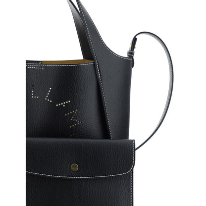 2-in-1 Shoulder & Crossbody Pouch Bag by Stella McCartney for women in polyamide faux leather black & monogram features a effortless chic silhouette with a secure flap, magnetic & button, ample , and versatile crossbody-strap, shoulder-strap, handle & adjustable-strap for a effortless chic finish.