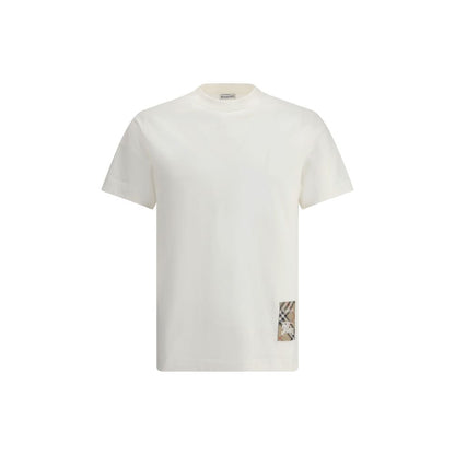T-Shirt by Burberry for men in cotton white & patterned features an edgy silhouette, meticulously detailed with a sophisticated and crew neckline for a truly edgy finish.