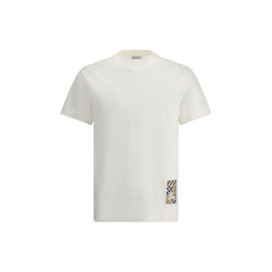 T-Shirt by Burberry for men in cotton white & patterned features an edgy silhouette, meticulously detailed with a sophisticated and crew neckline for a truly edgy finish.