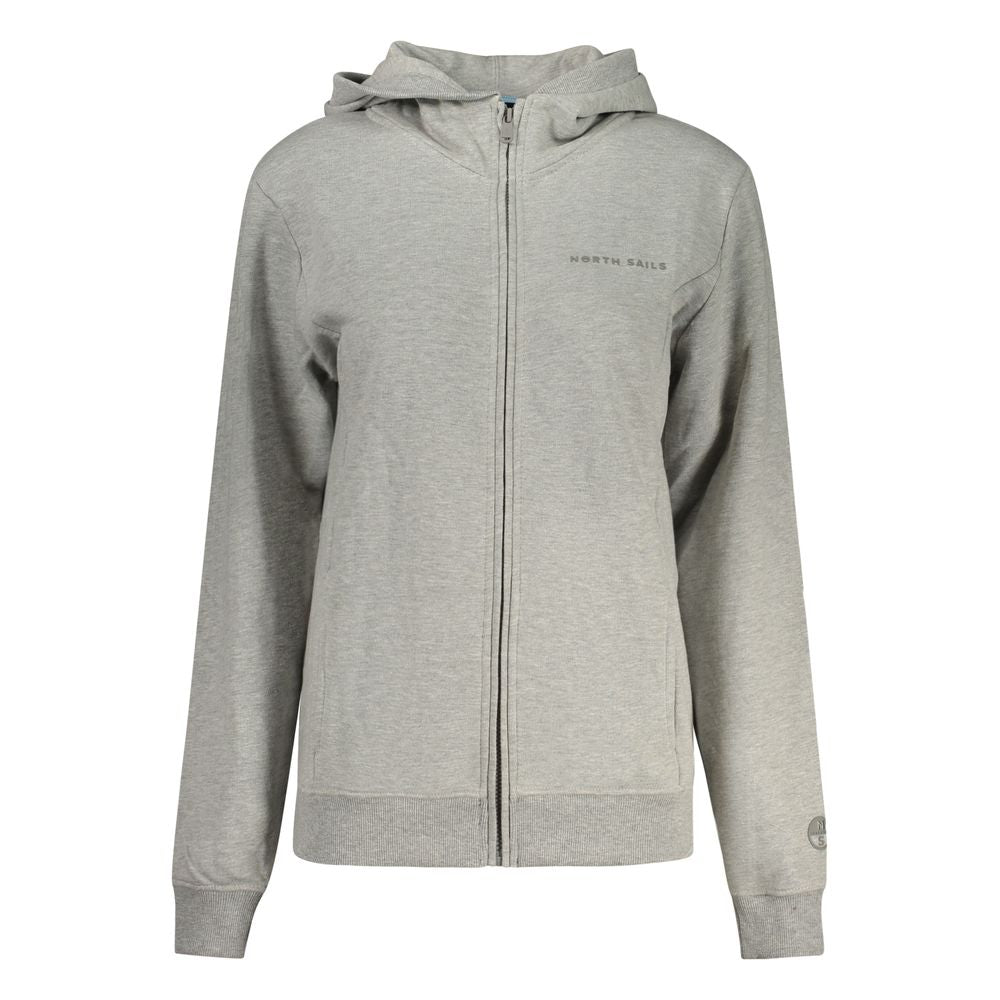 Sweatshirt Hoodie by North Sails for women in cotton polyester gray features an avant-garde silhouette, showcasing a sophisticated hooded neckline and detail for a truly avant-garde finish.