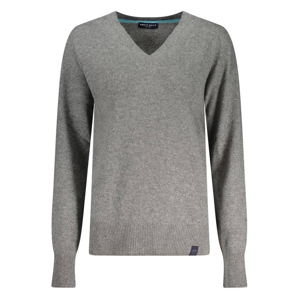 Sweatshirt by North Sails for women in wool gray features an provocated silhouette, detailed with a provocated and a refined v-neck neckline for a sophisticated aesthetic.