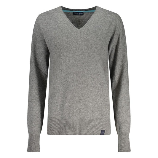 Sweatshirt by North Sails for women in wool gray features an provocated silhouette, detailed with a provocated and a refined v-neck neckline for a sophisticated aesthetic.