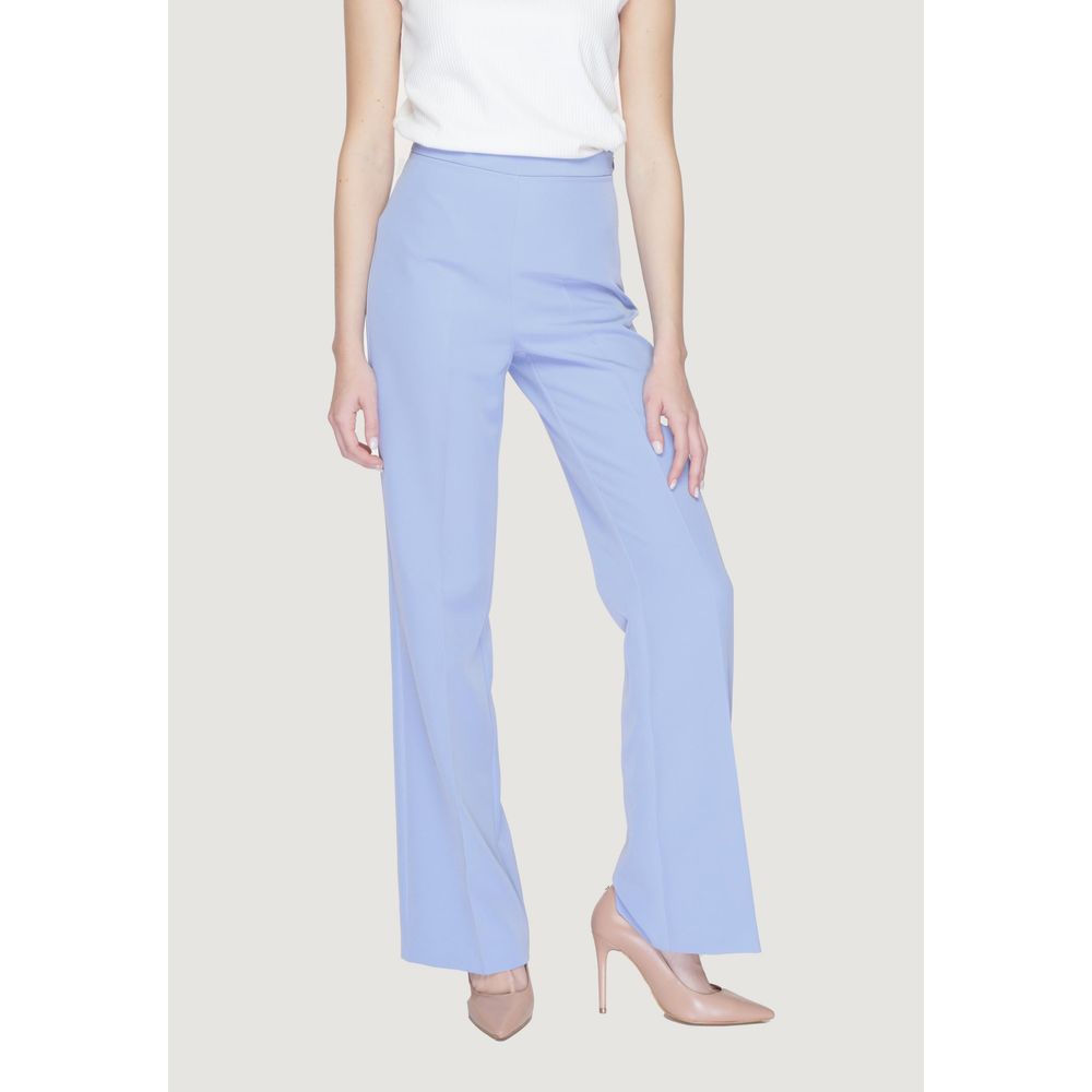 Trousers by Silence for women in stretch polyester purple features an on trend silhouette, showcasing a sophisticated wide with a long and high rise for an on trend finish.