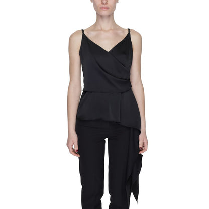 Silence Women's Lightweight V-Neck Polyester Activewear Top - Black