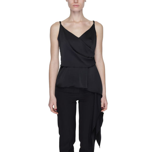Silence Women's Lightweight V-Neck Polyester Activewear Top - Black