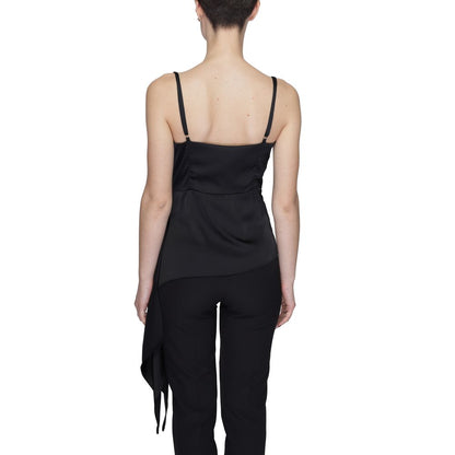 Silence Women's Lightweight V-Neck Polyester Activewear Top - Black