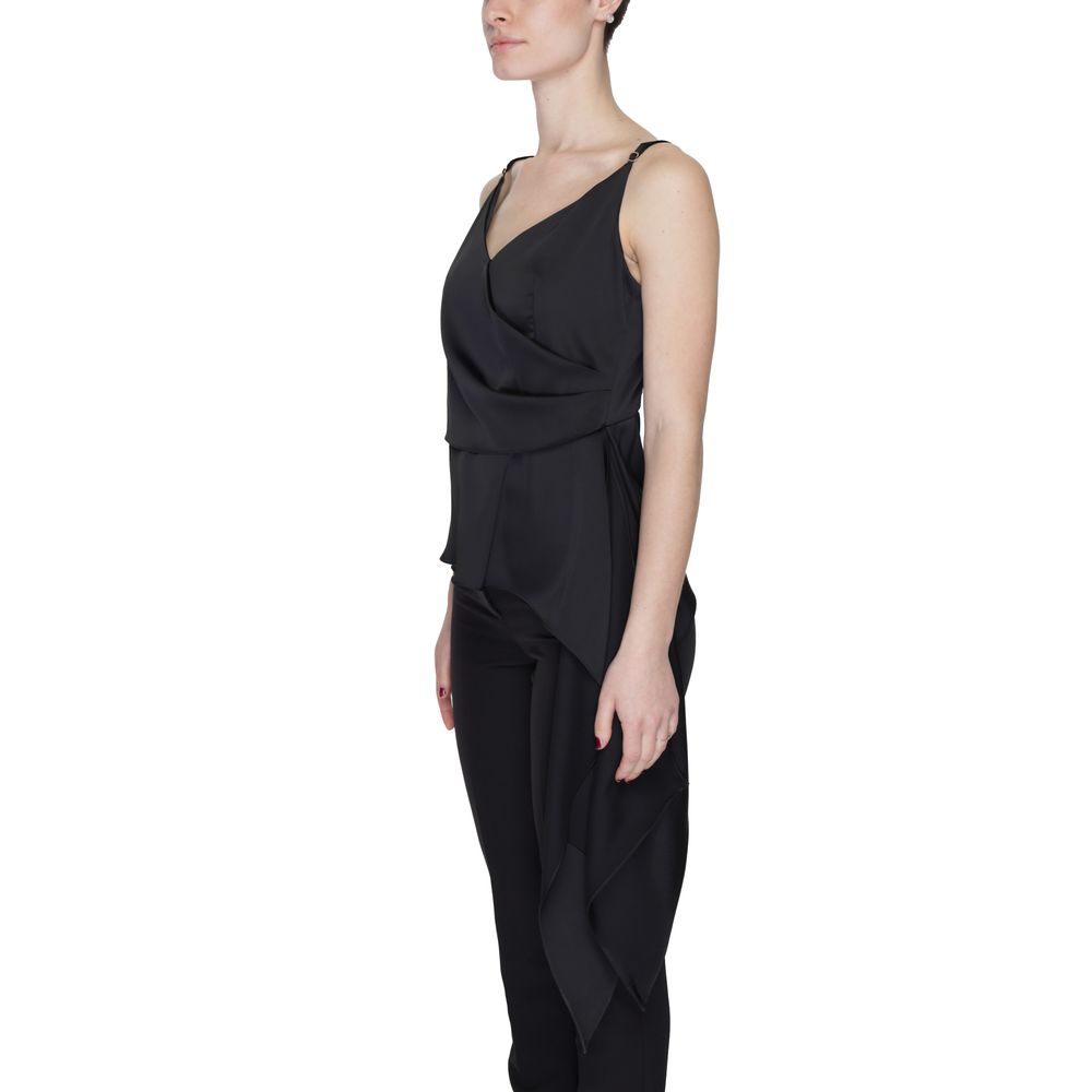 Silence Women's Lightweight V-Neck Polyester Activewear Top - Black