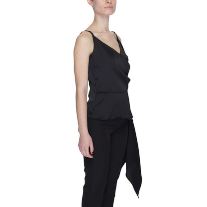 Silence Women's Lightweight V-Neck Polyester Activewear Top - Black