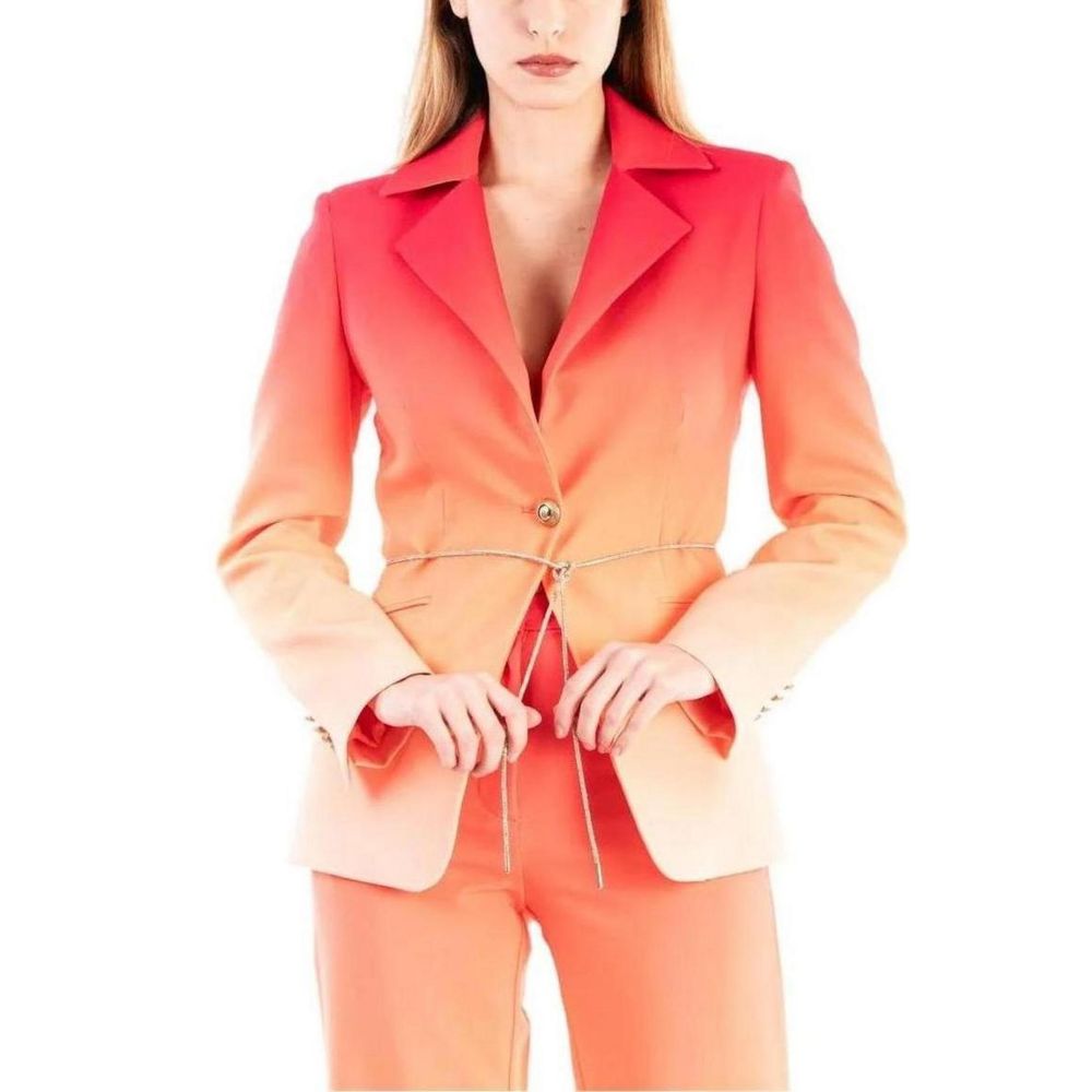 Blazer by Silence for women in stretch polyester gradient & orange features an sartorial silhouette, showcasing a sophisticated lapel neckline and sartorial for a truly sartorial finish.