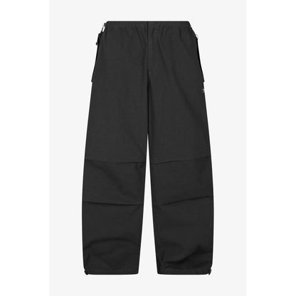 Trousers by Karl Kani for men in cotton black features a tailored silhouette with a tailored regular-fit & wide, defined by its long and a sophisticated .