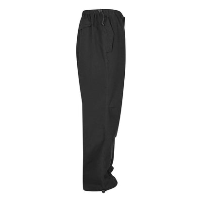 Trousers by Karl Kani for men in cotton black features an sartorial silhouette, showcasing a precise regular-fit & wide and long with a sartorial for a refined look.