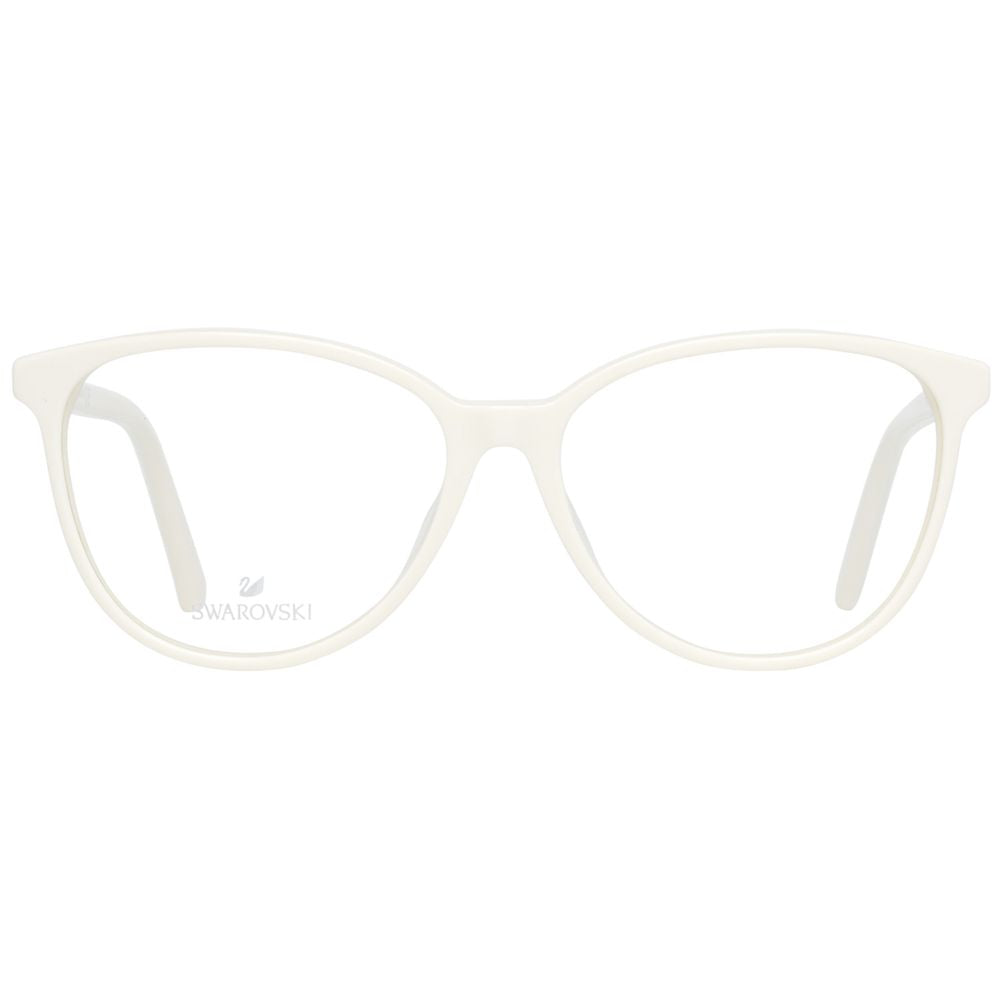 Eyeglasses Frames by Swarovski for women in plastic cream features a refined silhouette, showcasing a refined cream coloured frame and full-frame frame design for a sophisticated, premium look.