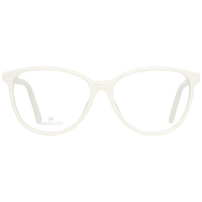 Eyeglasses Frames by Swarovski for women in plastic cream features a refined silhouette, showcasing a refined cream coloured frame and full-frame frame design for a sophisticated, premium look.