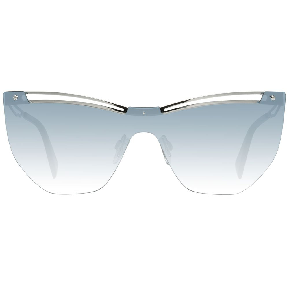 Sunglasses by Just Cavalli for women in metal silver features an lustrous half-rim mono-lens frame design with silver coloured frame detailing and gradient category-2-medium-tint lens for a lustrous aesthetic.