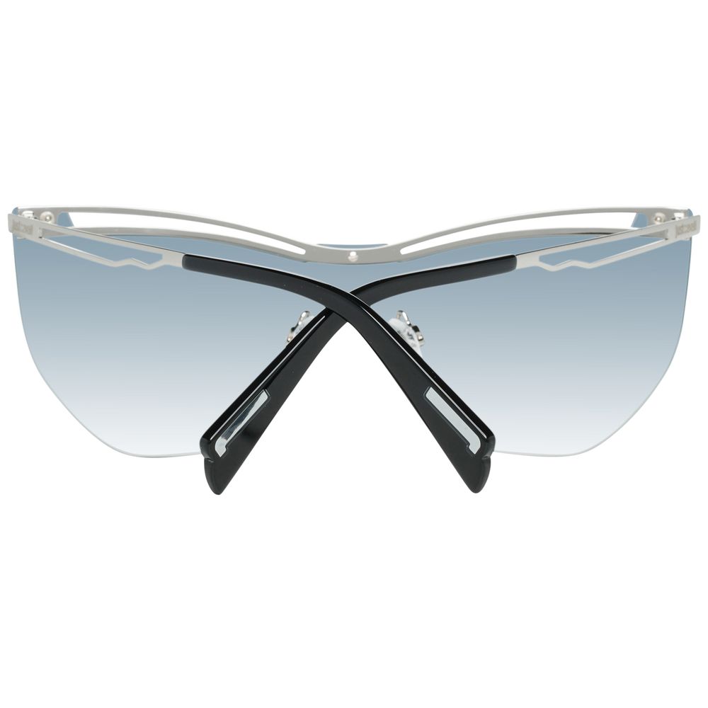 This Sunglasses by Just Cavalli for women in metal silver presents a sumptuous silhouette, showcasing a sumptuous half-rim mono-lens frame design in silver coloured frame and high-performance gradient category-2-medium-tint lens.