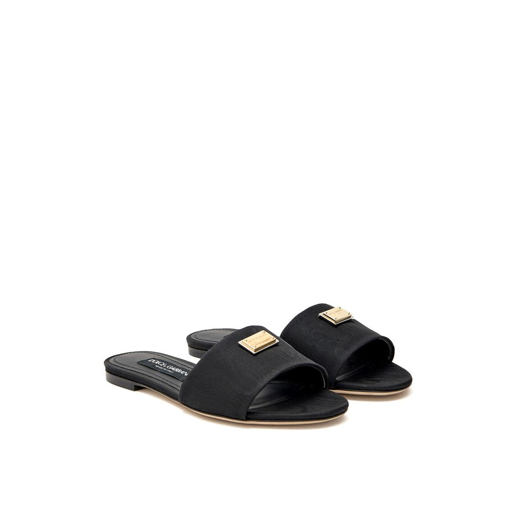 Slider Slippers by Dolce & Gabbana for women in cotton polyester & viscose black, gold & jacquard features an timeless Women's Cotton Polyester & Viscose Slider Slippers aesthetic, defined by a and a refined .