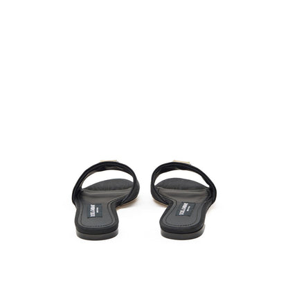 Slider Slippers by Dolce & Gabbana for women in cotton polyester & viscose black, gold & jacquard presents a effortless silhouette, showcasing the elegant Women's Cotton Polyester & Viscose Slider Slippers design with its unique and sophisticated .