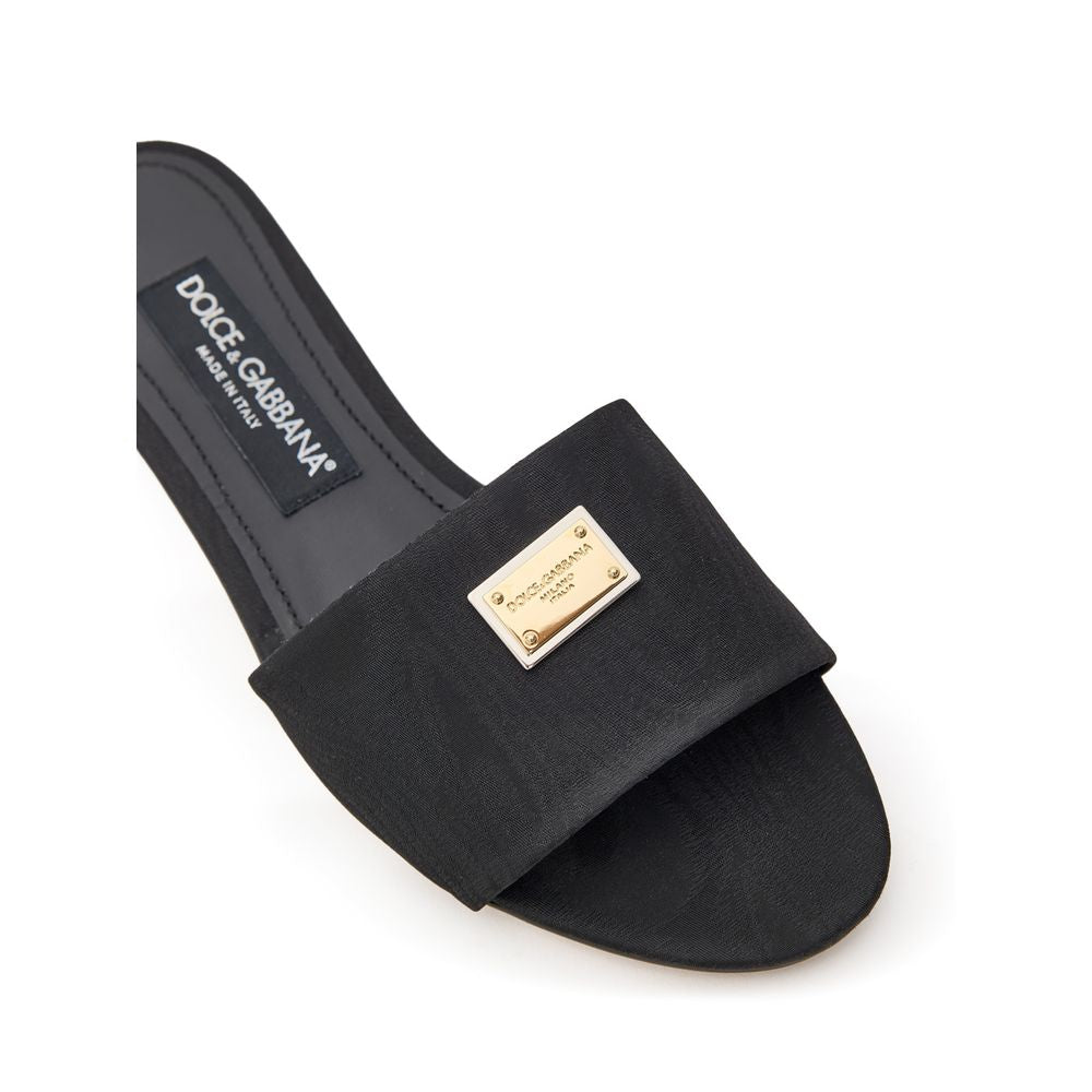 Slider Slippers by Dolce & Gabbana for women in cotton polyester & viscose and black, gold & jacquard presents a sculptural silhouette as Women's Cotton Polyester & Viscose Slider Slippers, featuring a sculptural and a sculptural for refined comfort.