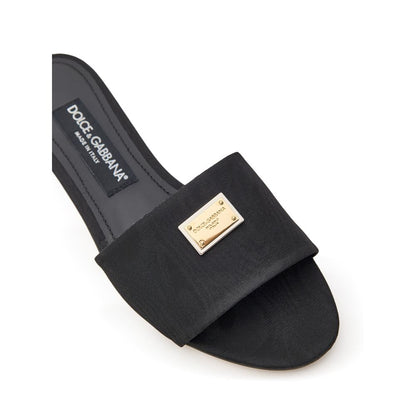 Slider Slippers by Dolce & Gabbana for women in cotton polyester & viscose and black, gold & jacquard presents a sculptural silhouette as Women's Cotton Polyester & Viscose Slider Slippers, featuring a sculptural and a sculptural for refined comfort.