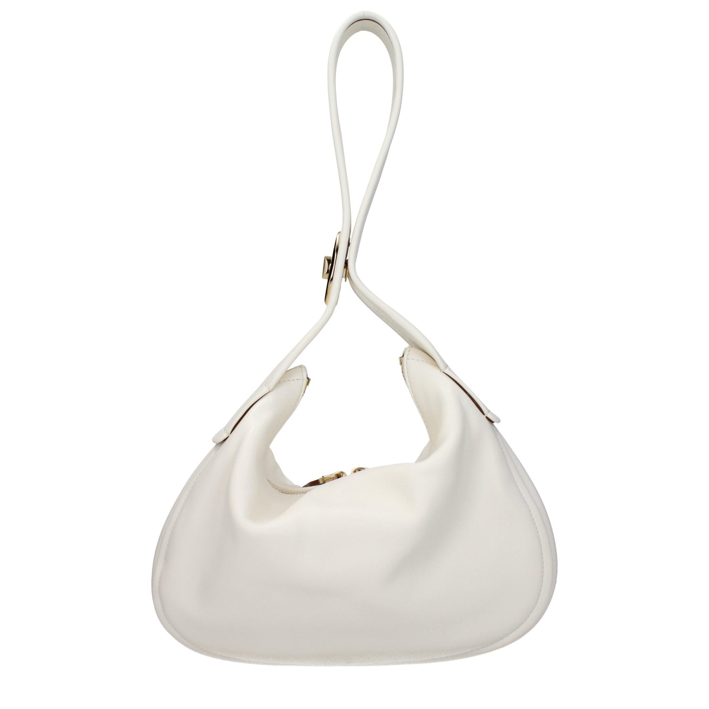Medium Handbag by Valentino Garavani for women in leather beige & ivory features a refined silhouette, showcasing a secure zipper, organized internal-pockets, and versatile handle for a refined finish.