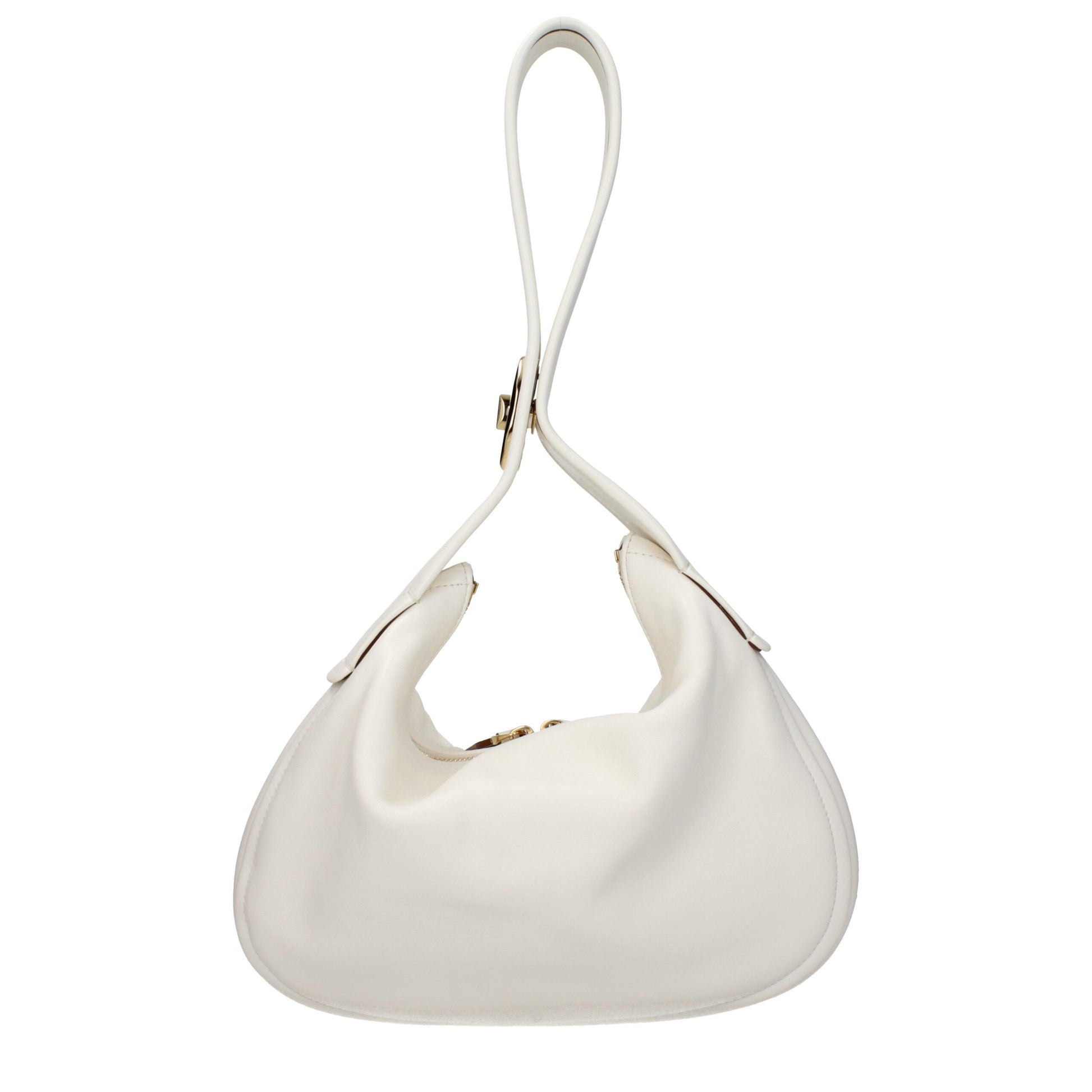 Medium Handbag by Valentino Garavani for women in leather beige & ivory features a refined silhouette, showcasing a secure zipper, organized internal-pockets, and versatile handle for a refined finish.