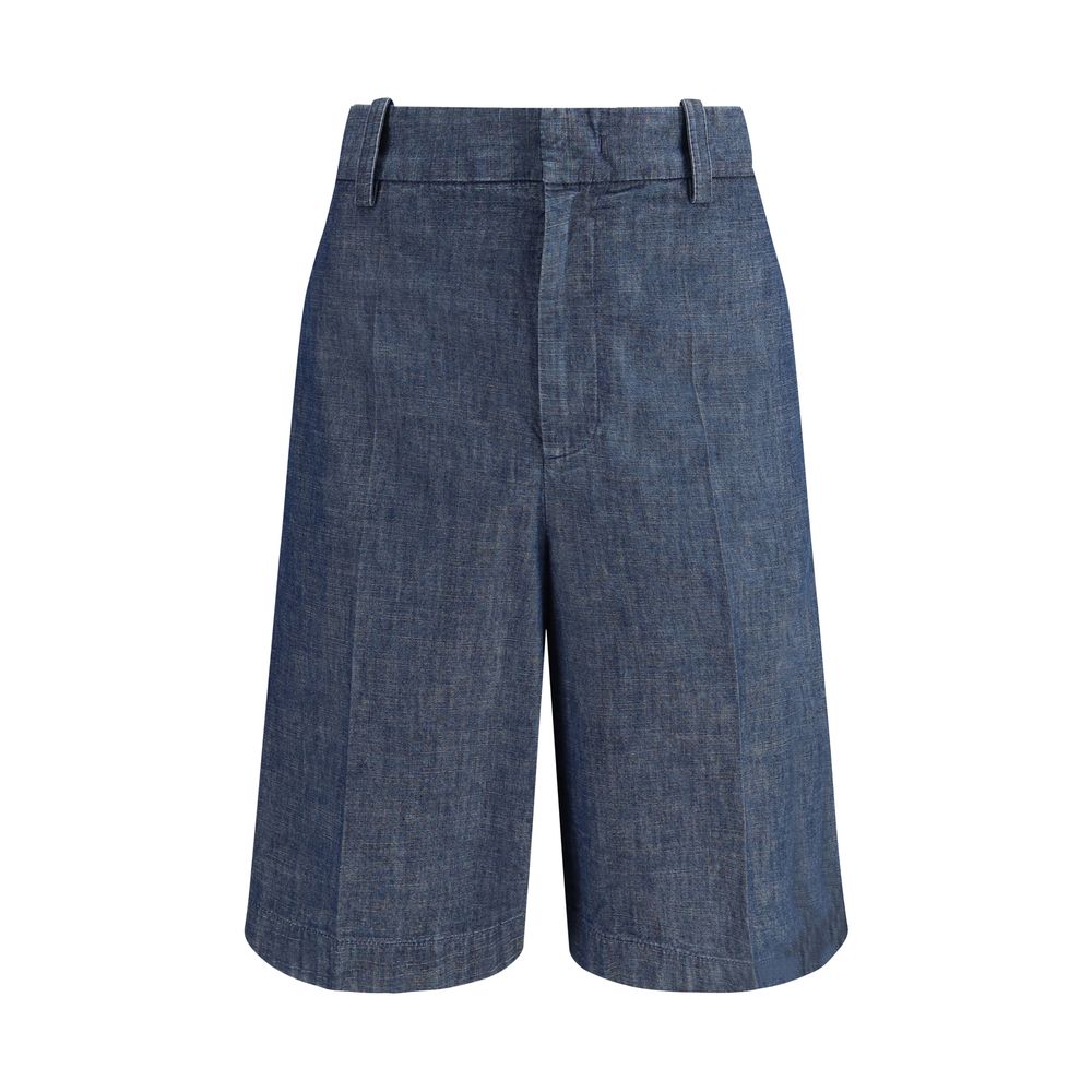 Bermuda Shorts by Jil Sander for men in cotton blue & signature showcases a on trend silhouette, featuring a tailored regular-fit with a classic short and sophisticated for a on trend finish.