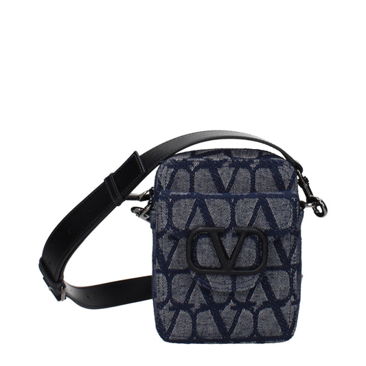Crossbody Messenger Bag by Valentino Garavani for men in fabric blue showcases a artisanal Fabric Crossbody Messenger Bag design, featuring a secure and ample with versatile crossbody-strap & adjustable-strap for a artisanal look.