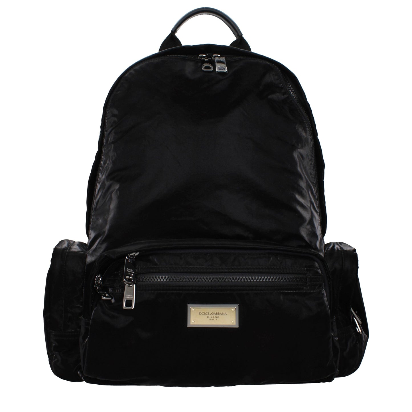 Backpack by Dolce & Gabbana for men in nylon black showcases an architectural Nylon Backpack design, featuring a secure , ample , and architectural backpack-strap & adjustable-strap for a sophisticated look.