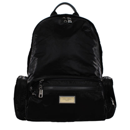 Backpack by Dolce & Gabbana for men in nylon black showcases an architectural Nylon Backpack design, featuring a secure , ample , and architectural backpack-strap & adjustable-strap for a sophisticated look.