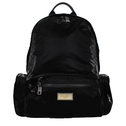 Backpack by Dolce & Gabbana for men in nylon black showcases an architectural Nylon Backpack design, featuring a secure , ample , and architectural backpack-strap & adjustable-strap for a sophisticated look.