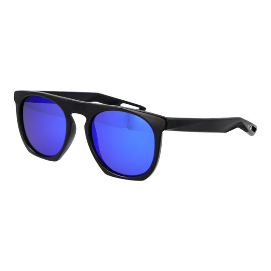 Sunglasses by Nike for unisex in stainless steel black showcases a ethereal silhouette, featuring black coloured frame full-rim panto frame design with mirrored category-3-dark-tint lens for a ethereal finish.