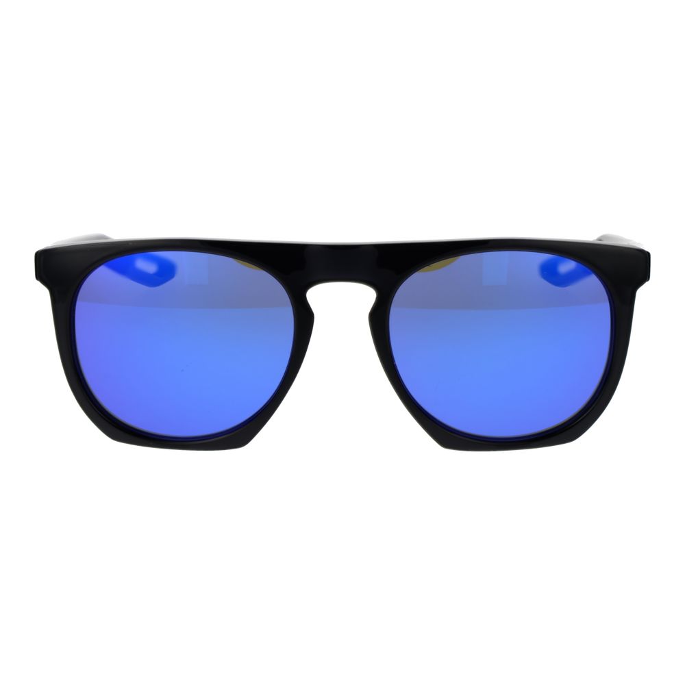 This Sunglasses by Nike for unisex in stainless steel black presents a sumptuous silhouette, showcasing a sumptuous full-rim panto frame design in black coloured frame and high-performance mirrored category-3-dark-tint lens.