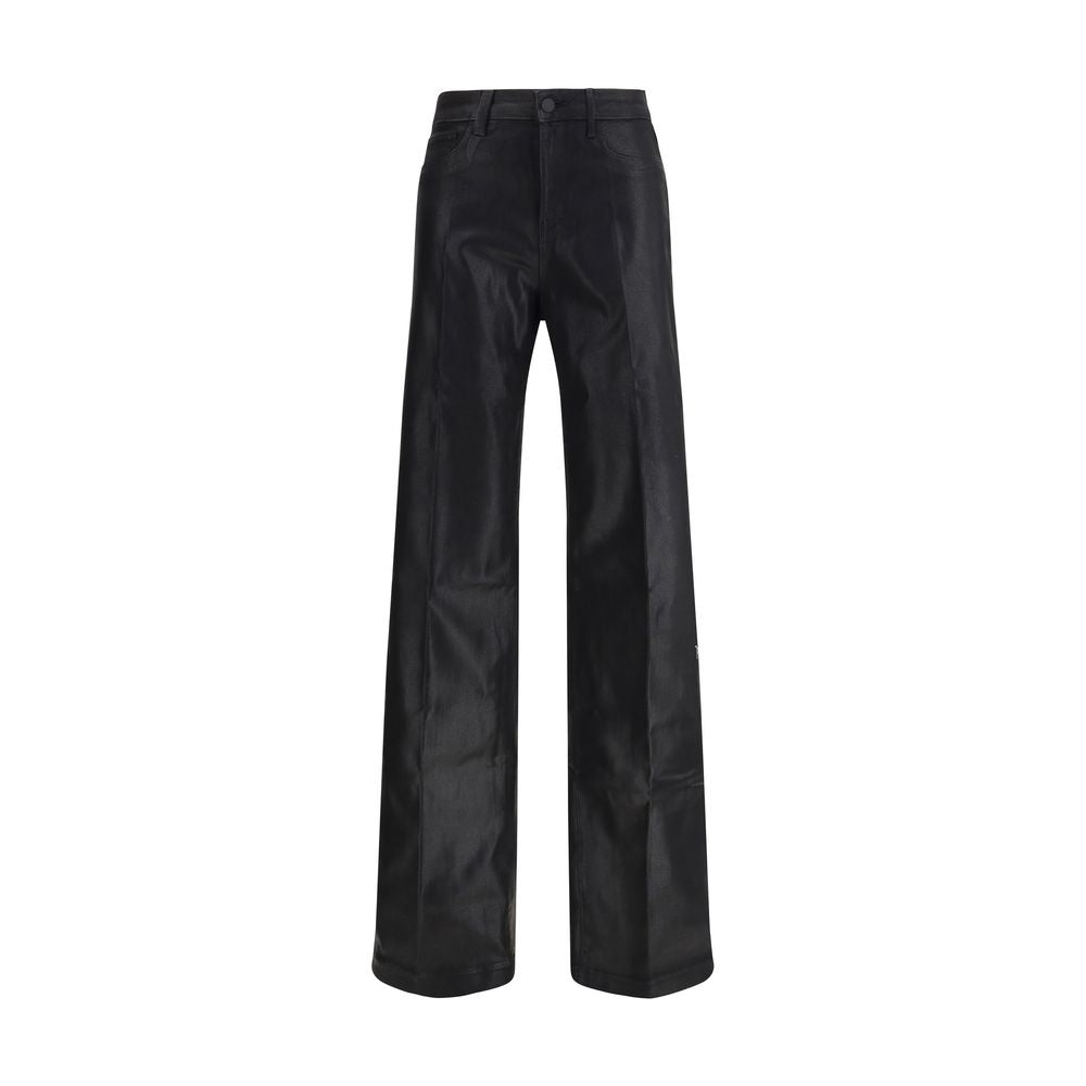 Jeans by L'Agence for women in stretch denim cotton black features an sartorial regular-fit & wide and long with a high rise cut for a sartorial finish.