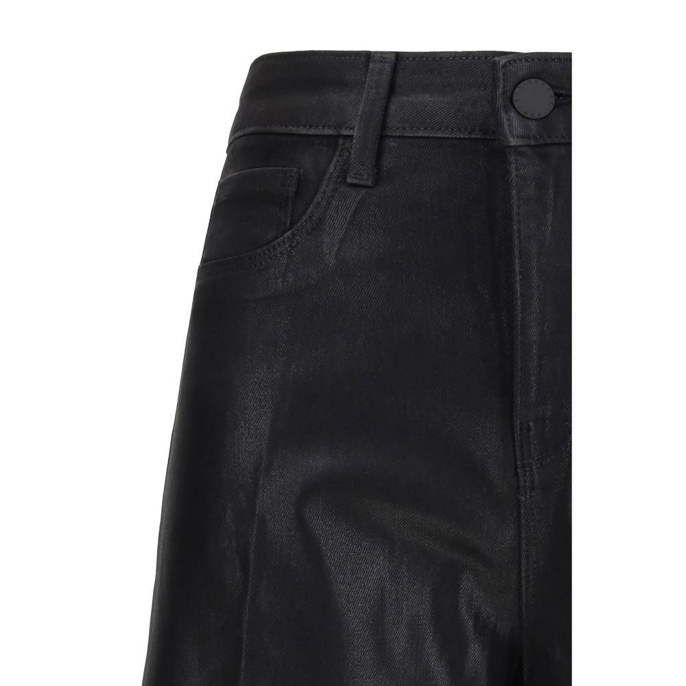 Jeans by L'Agence for women in stretch denim cotton black features a polished silhouette with a polished regular-fit & wide, reaching a polished long and finished with a polished high rise.